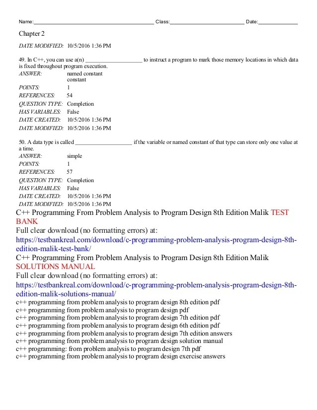 C++ programming from problem analysis to program design 8th edition m…