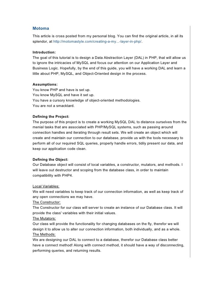 Creating a data abstraction layer in php