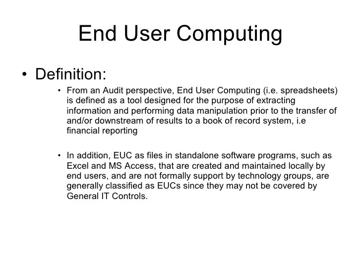Technology Controls in Business End User Computing