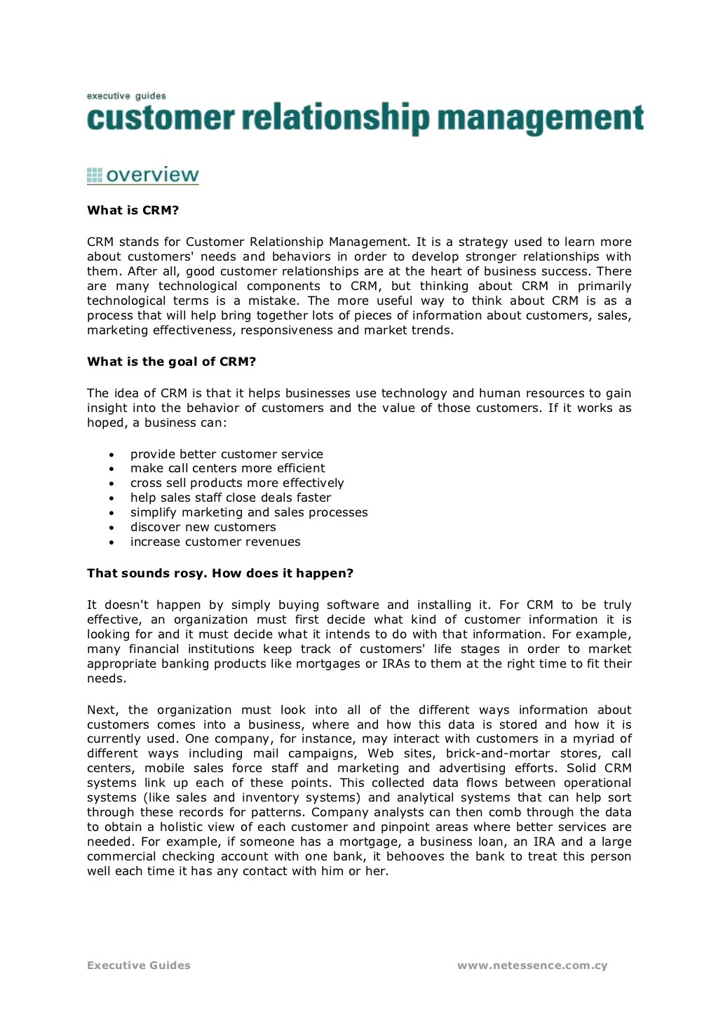 customer relationship management