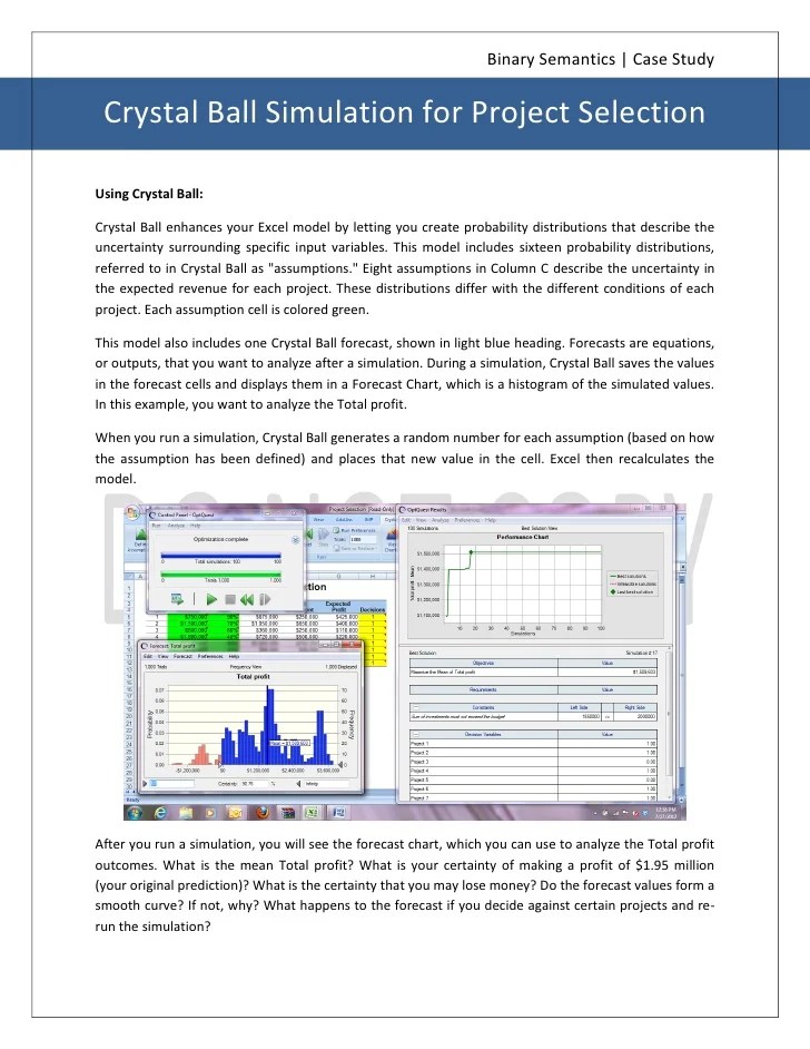 Oracle Crystal ball Simulation Example on Project Selection