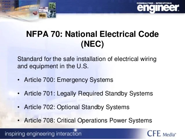 Critical Power NFPA 110 Standard for Emergency and Standby Power