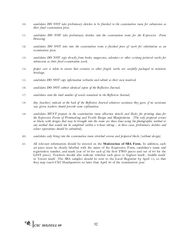 Csec visual arts syllabus