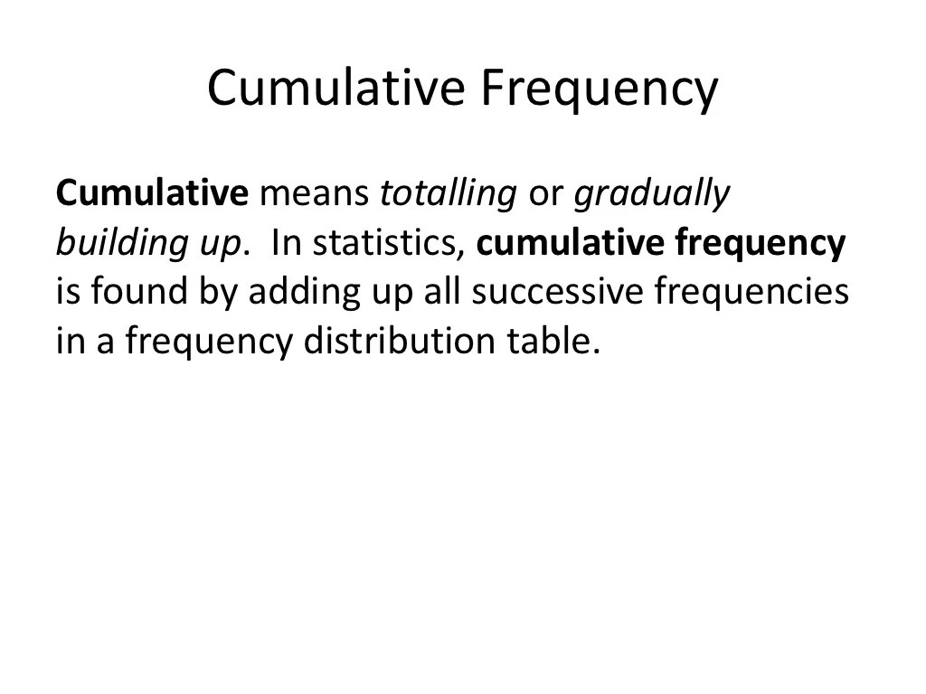 Cumulative frequency