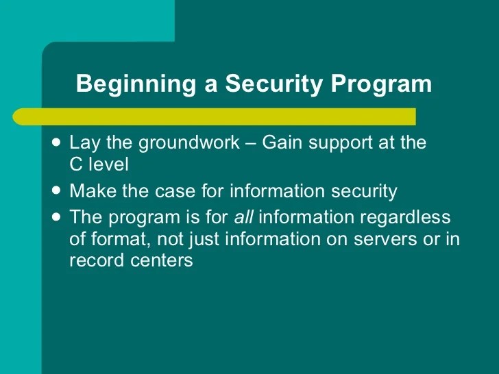 Implementing an Information Security Program