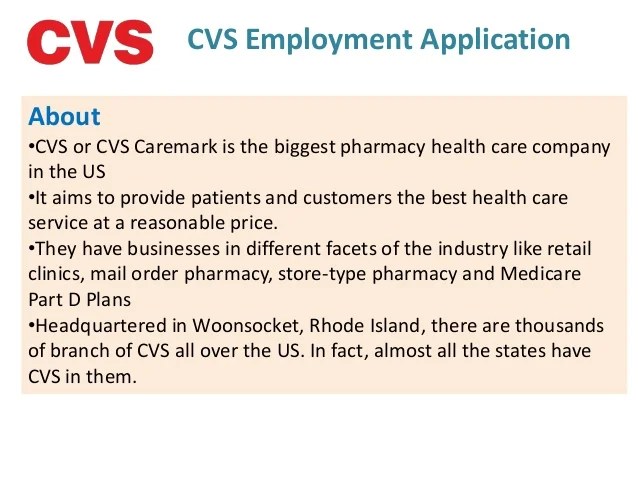 Cvs Employment Application