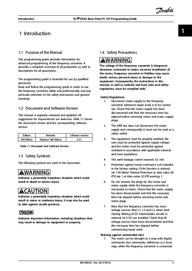 Danfoss vlt fc 101 programming guide