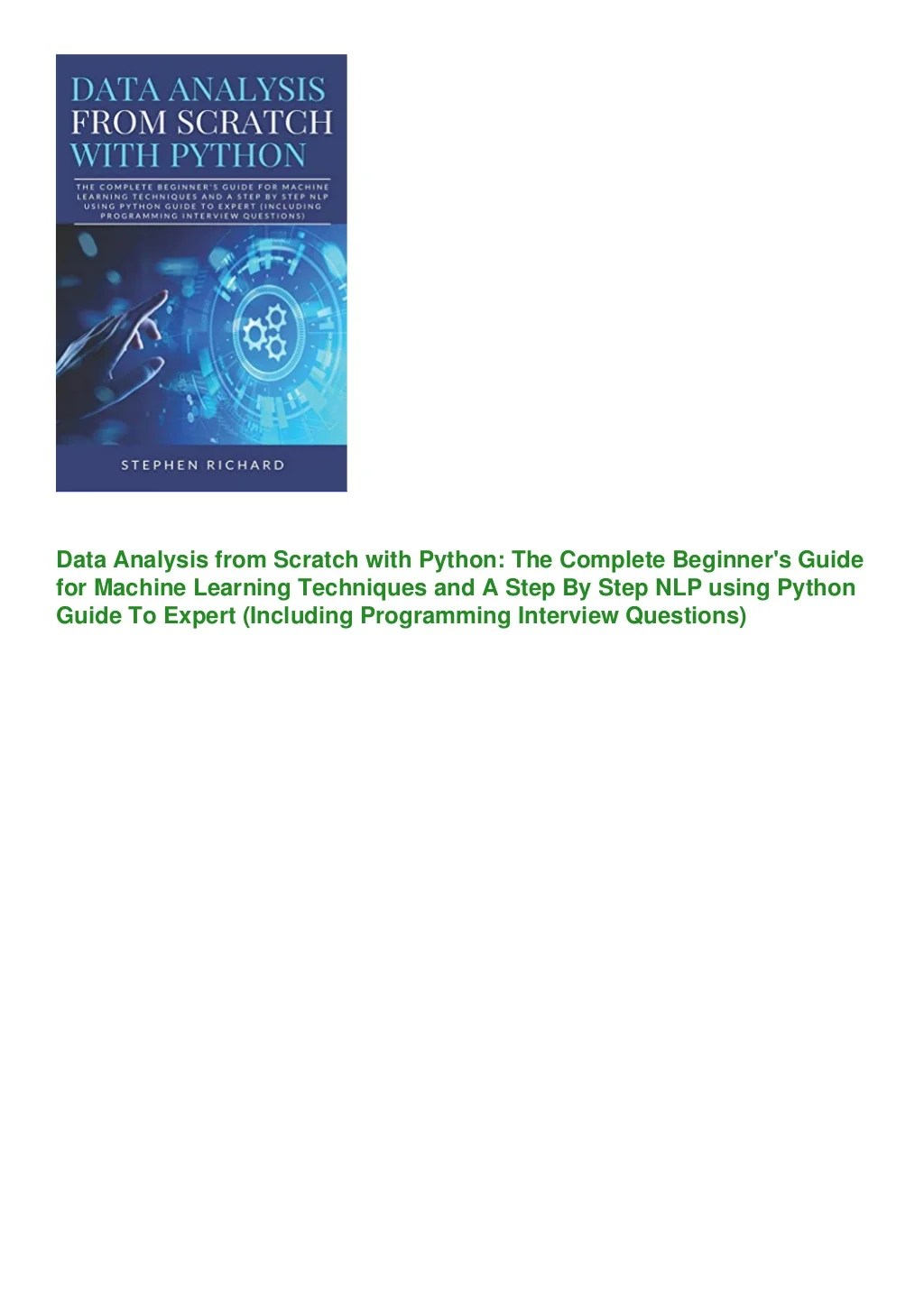 (^PDF/BOOK)&gt;DOWNLOAD Data Analysis from Scratch with Python The Com…