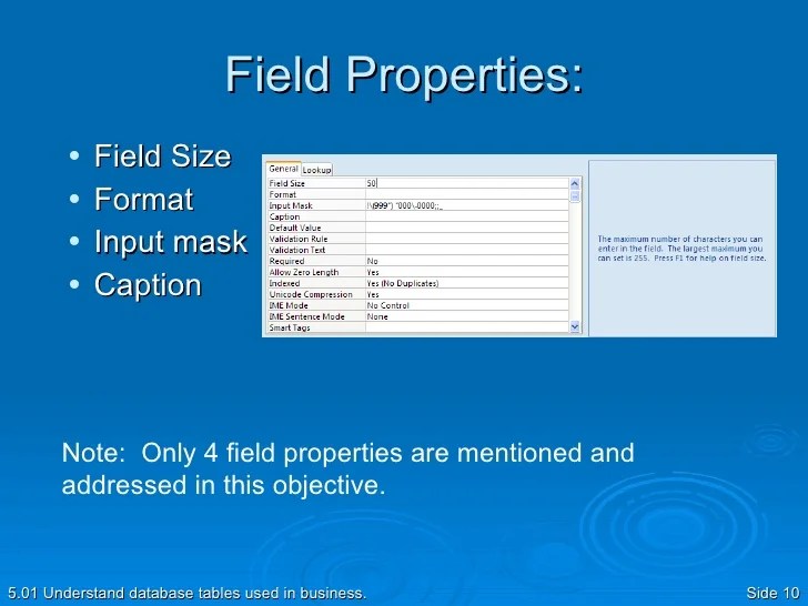 Data Types And Field Properties