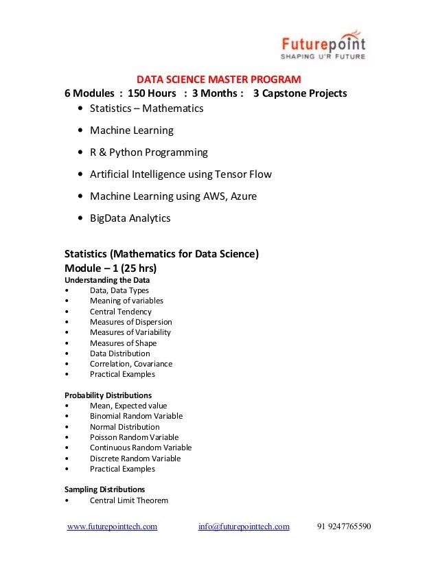 Data science master programme training