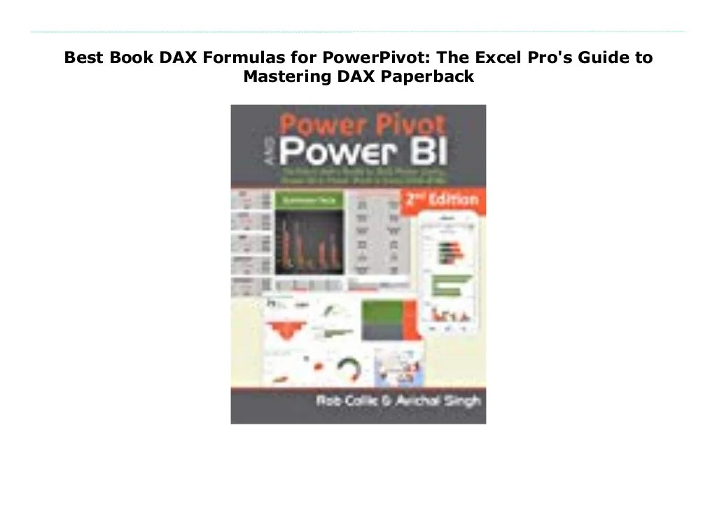 Best Book DAX Formulas for PowerPivot The Excel Pro's Guide to
