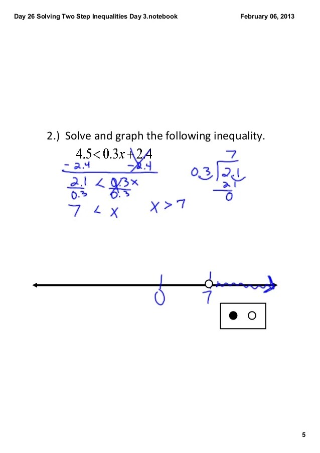 Day 26 solving two step inequalities day 3