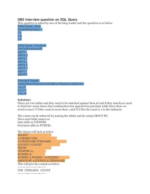Db2 interview question on sql query.Explains GROUP BY and CASE Statem…