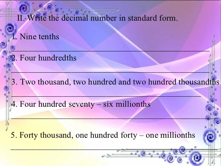 Decimal Numbers Part 1