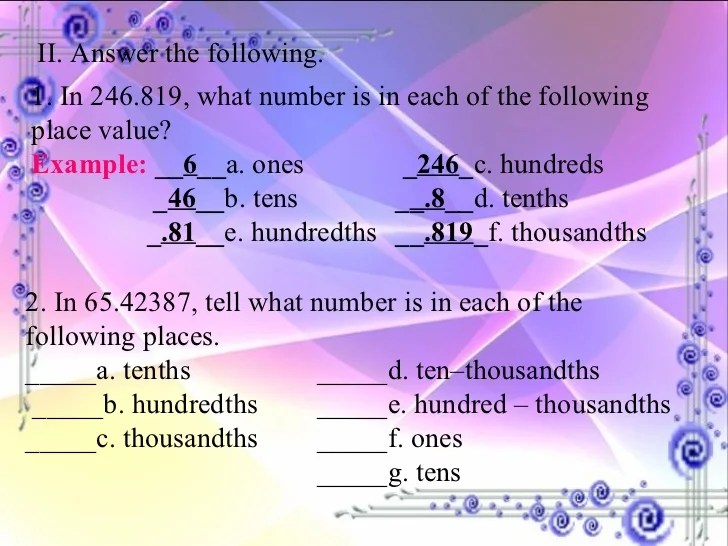 Decimal Numbers Part 1