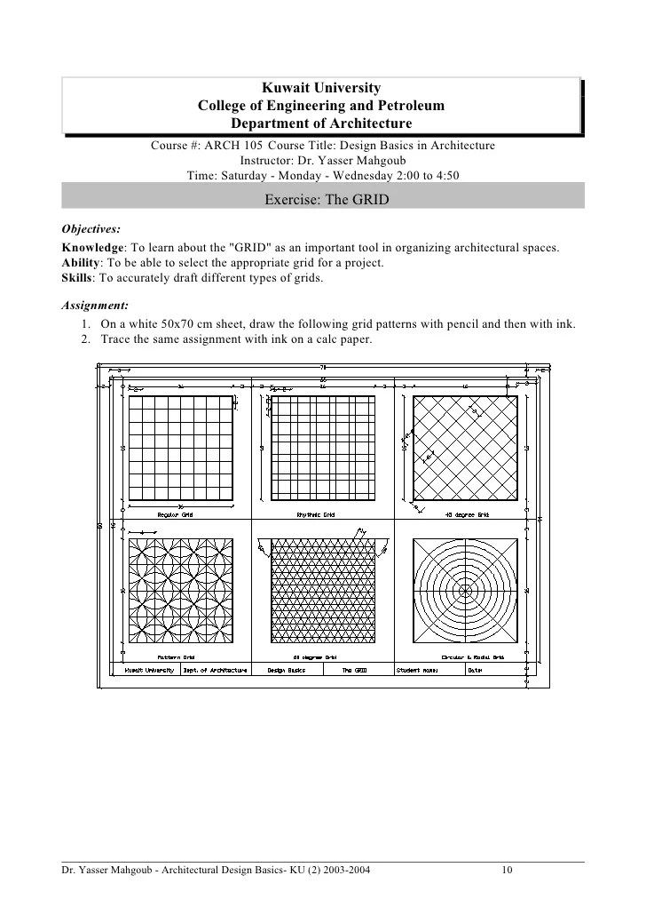 Architectural Design Basics Syllabus 2004
