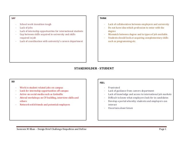 Design brief challenge Empathize and Define Design brief challenge Empathize and Define