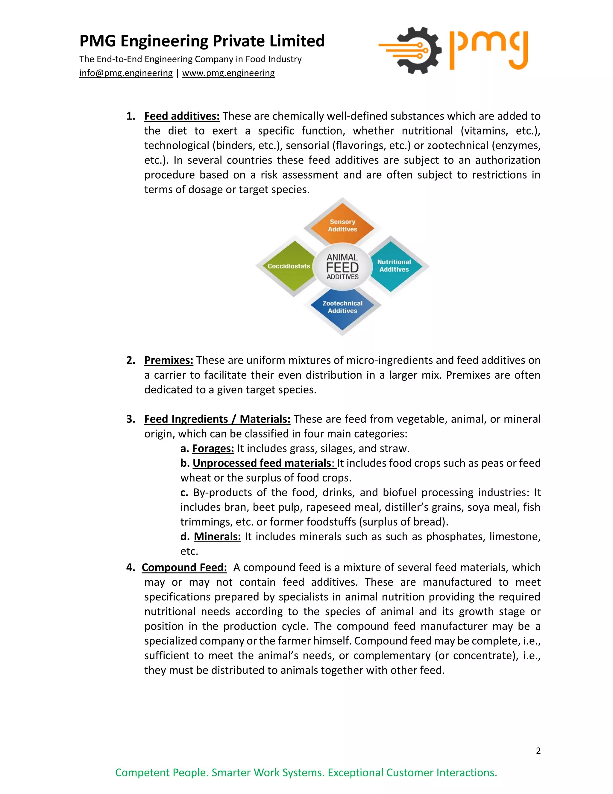 Designing parameters for animal feed industry Definition, Types