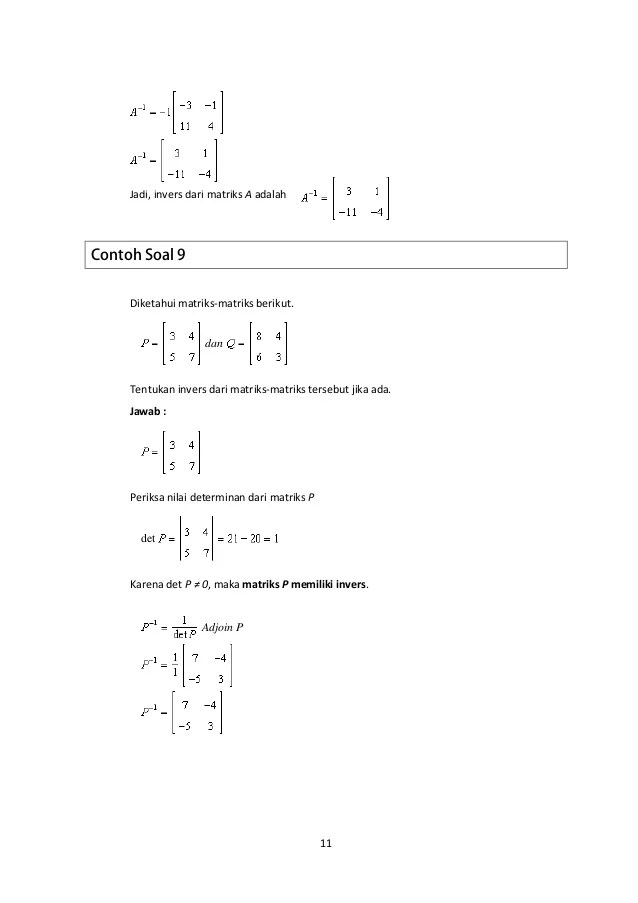 30+ Contoh Soal Matriks Invers Ordo 2x2 Kumpulan Contoh Soal 30+ Contoh Soal Matriks Invers Ordo 2x2 Kumpulan Contoh Soal