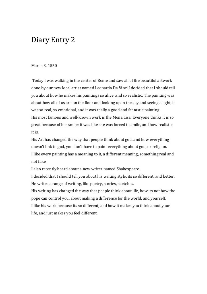 Diary entries