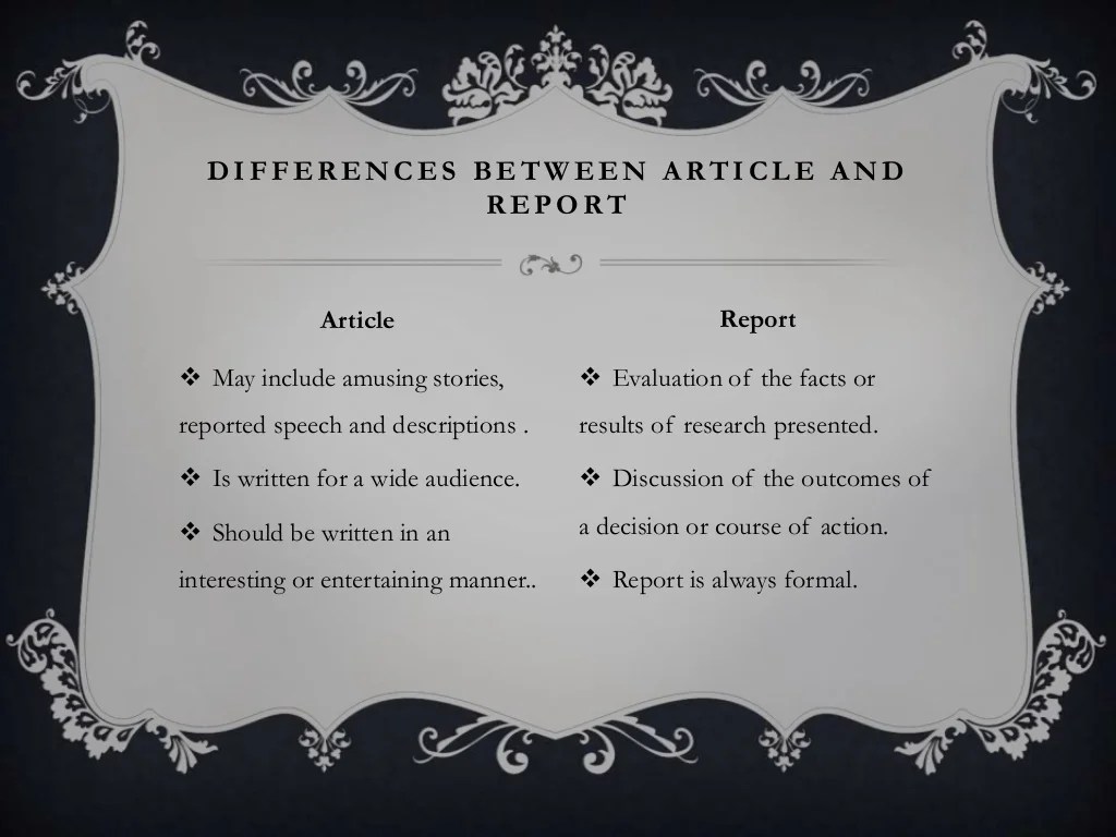 Difference between report and article