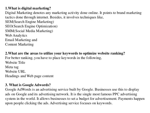 Digital marketing and interview questions & answers