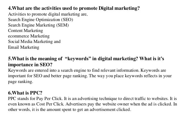 Digital marketing and interview questions & answers
