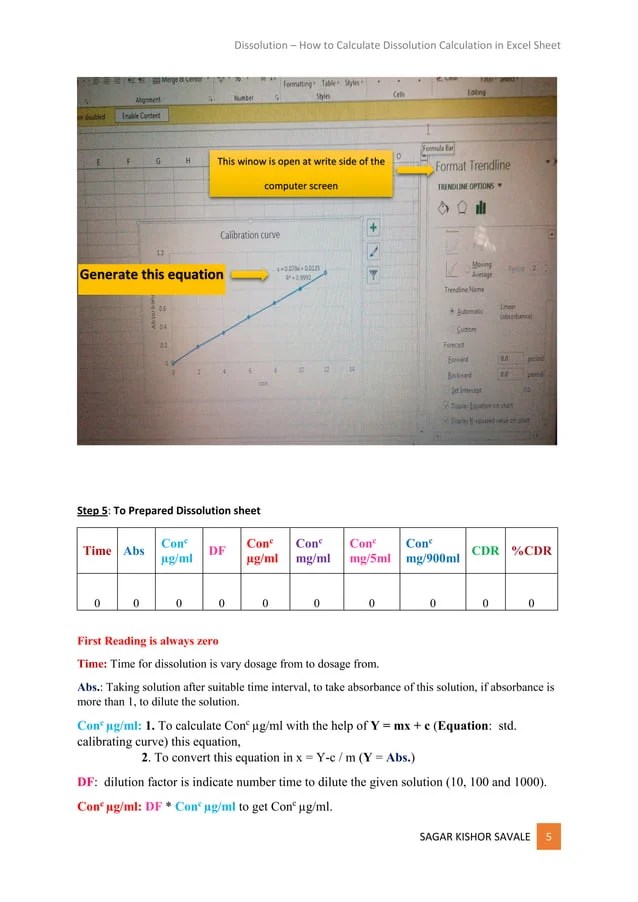 Dissolution how to calculate dissolution calculation in excel sheet