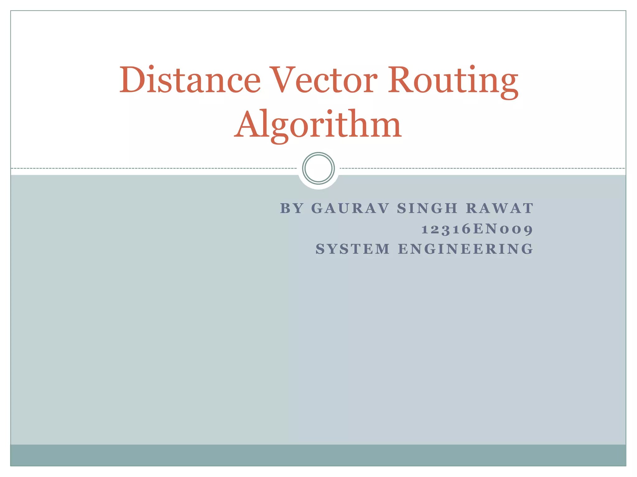 Distance vector routing algorithm PPT
