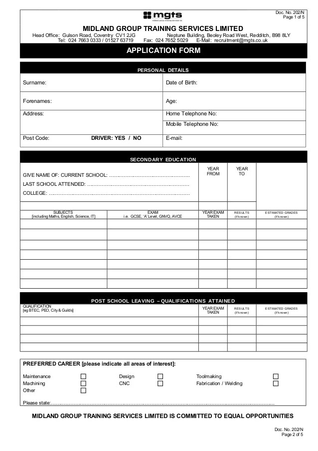 Doc 202 n apprentice application form