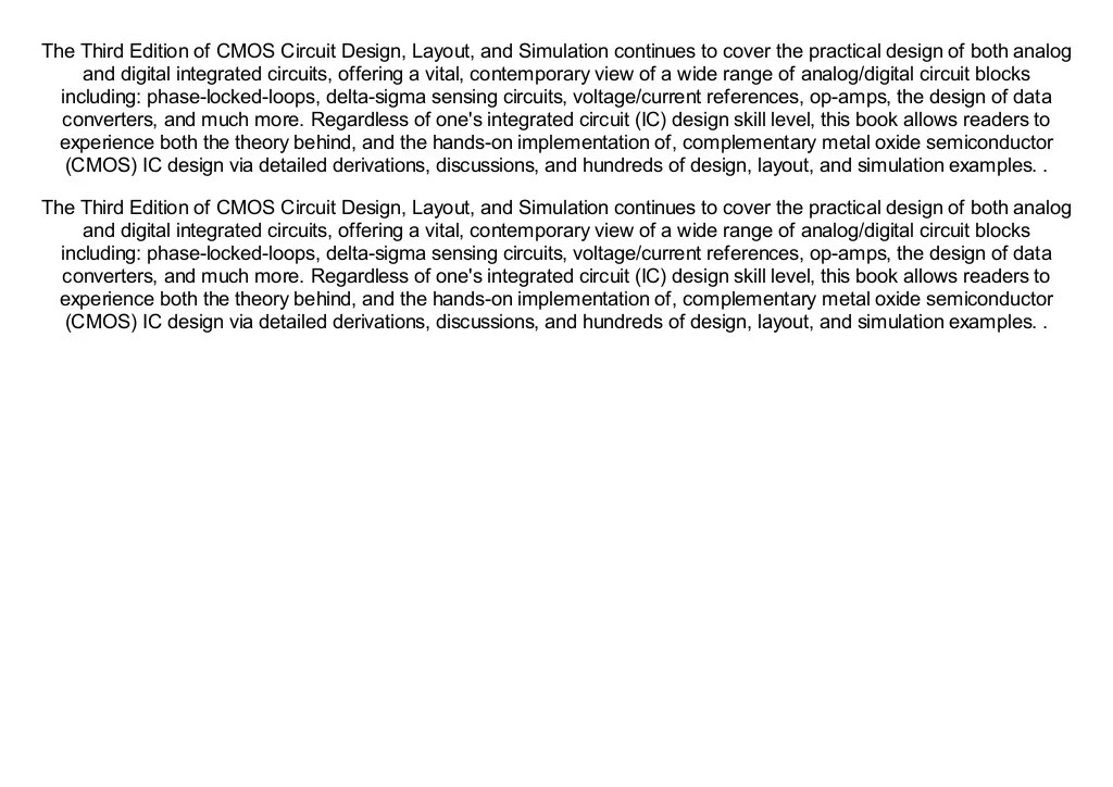 [Doc] cmos circuit design, layout, and simulation, 3rd