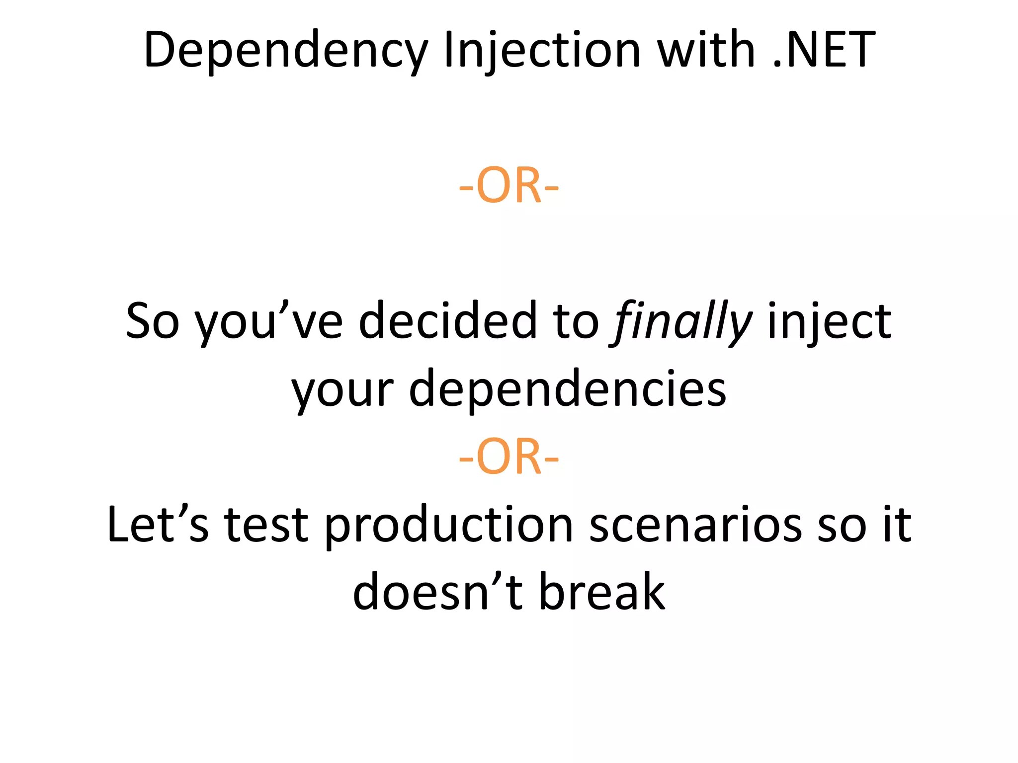 Dependency Injection in applications PPT