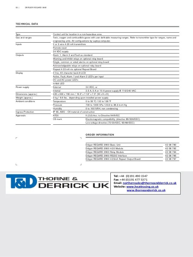 Drager Regard 3900 Fixed Gas Detector Control System Spec Sheet