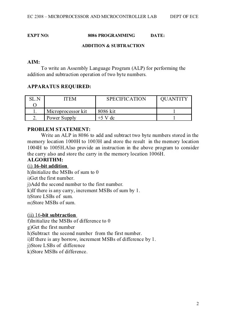 Microprocessor 8086 Lab Manual nanoupload