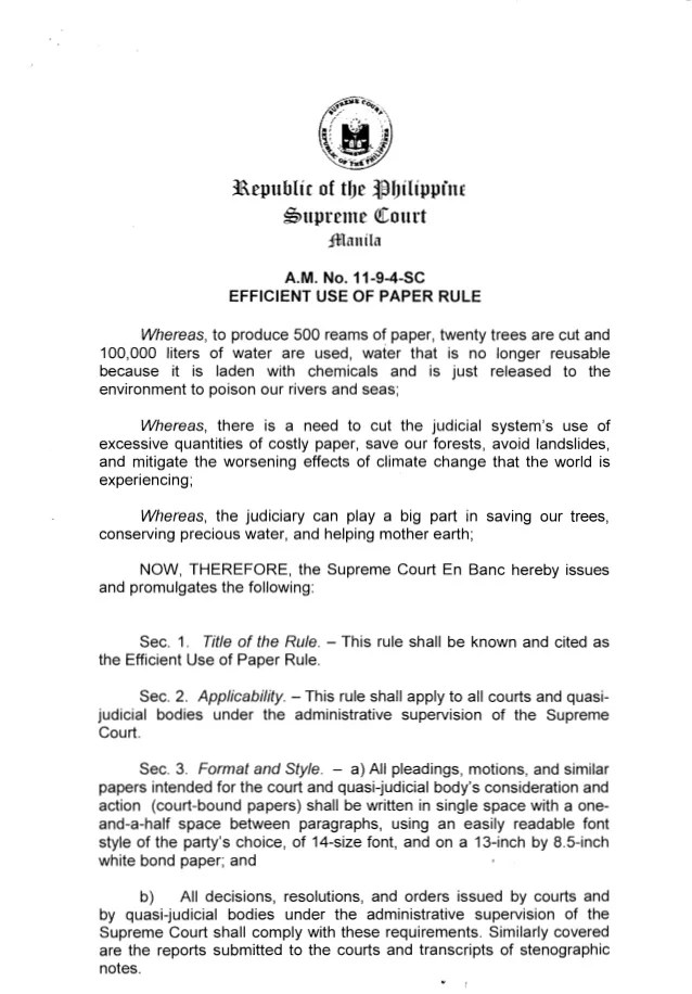 Efficient Use of Paper Rule