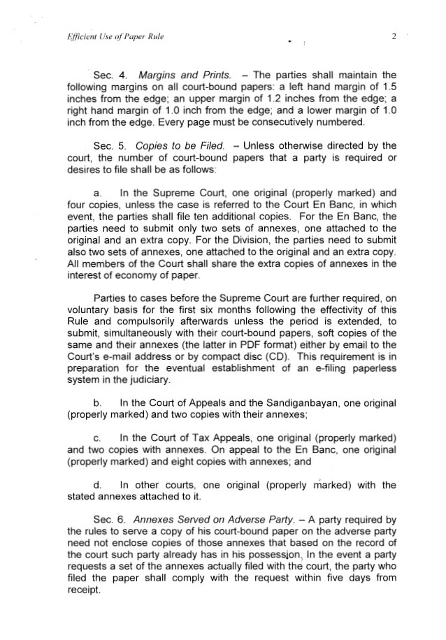 Efficient Use of Paper Rule