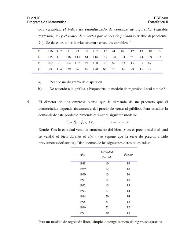 Ejercicios regresion simple
