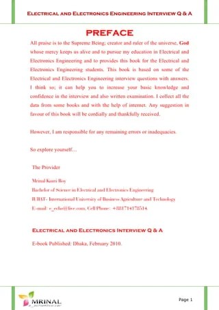Electrical and Electronics Engineering Interview Q & A | PDF
