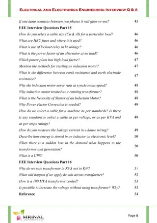Electrical and Electronics Engineering Interview Q & A | PDF