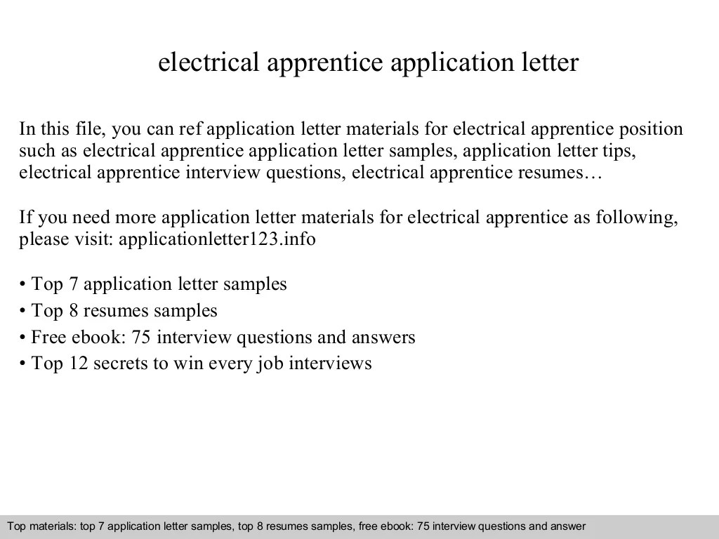 Electrical apprentice application letter
