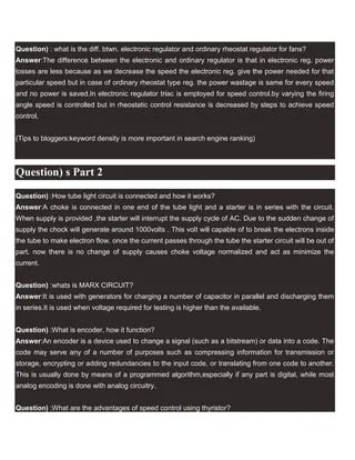 Electrical Engineering Interview Questions | DOCX