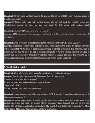 Electrical Engineering Interview Questions | DOCX
