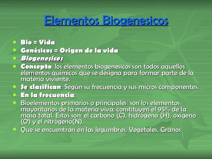 Elementos Biogenesicos