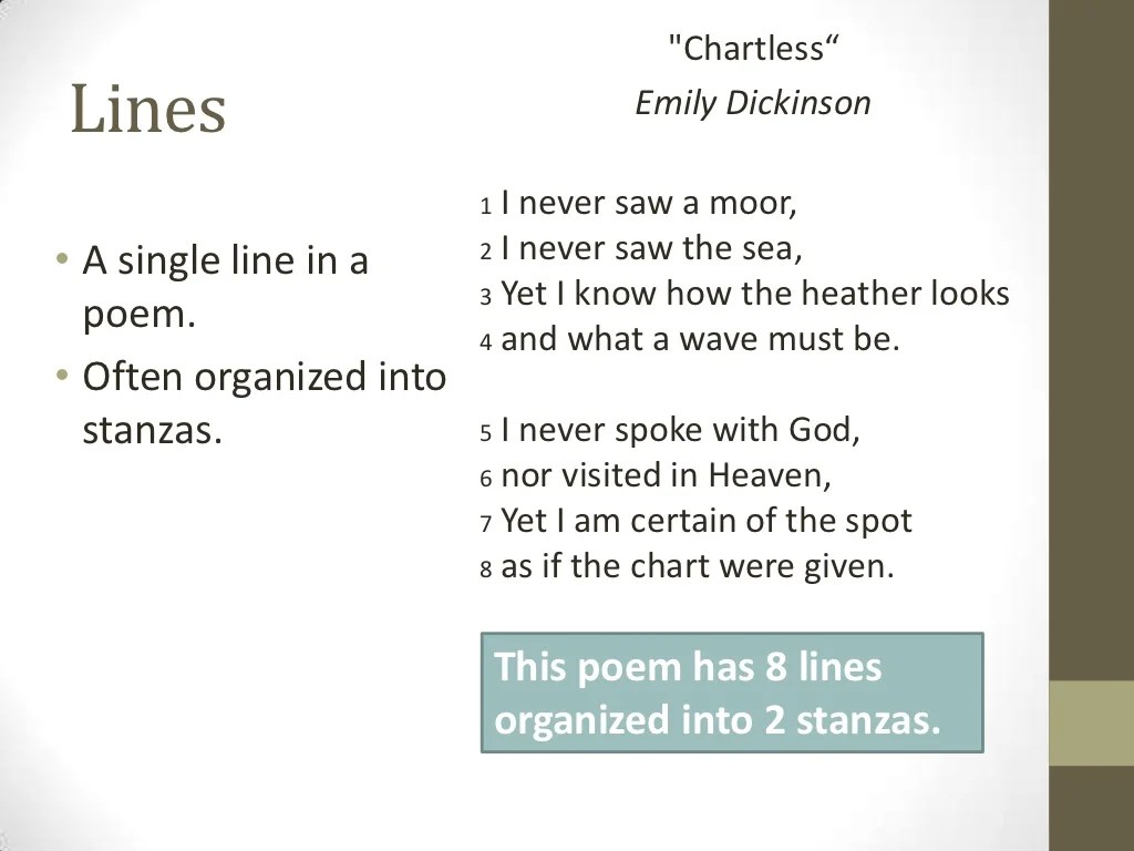 "Chartless“Lines Emily Dickinson 1 I