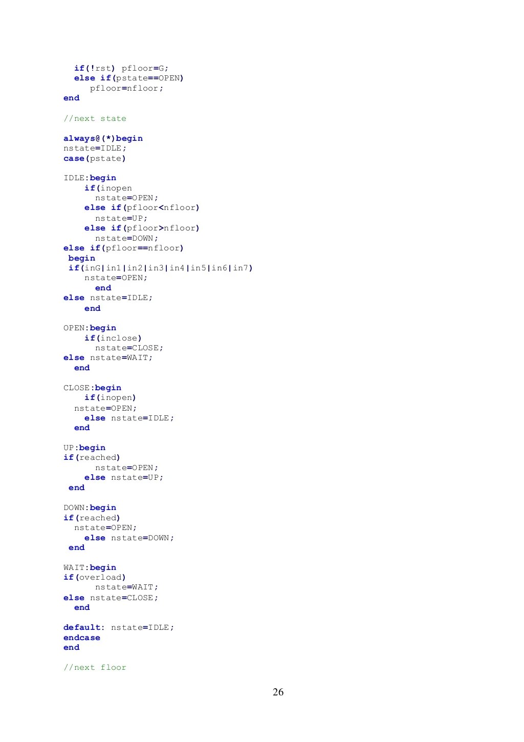 Design of Elevator Controller using Verilog HDL
