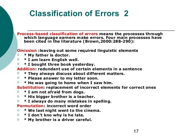 Error analysis revised