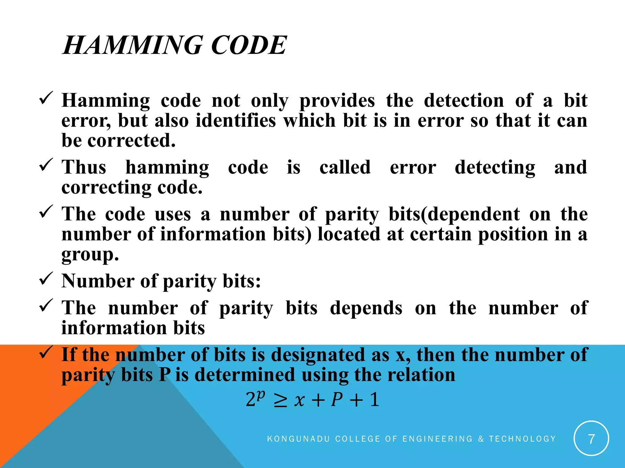 Error detection & correction codes PPT