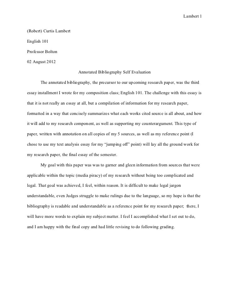 Essay 3 annotated bibliography self evaluation aug 02 2012