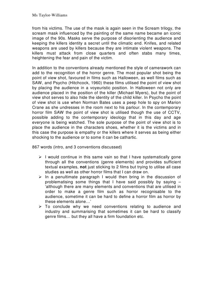 Example Horror Essay