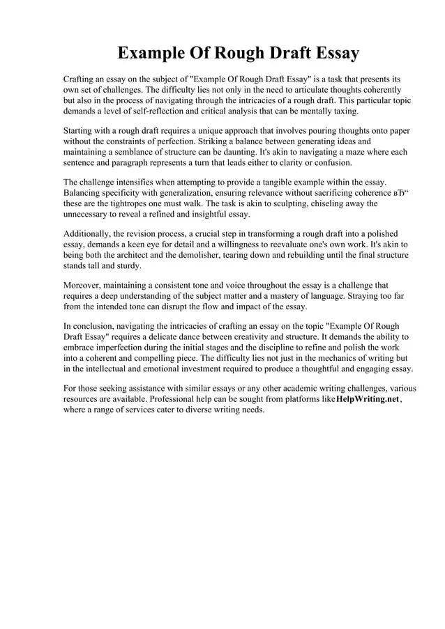 Example Of Rough Draft Essay PDF